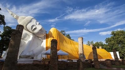Reclining Buddha at Wat Khun Inthapramun Ang Thong Central Thailand