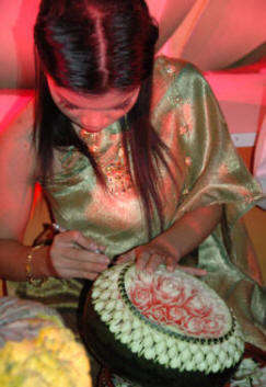 Carving a Water Melon at Thai Festival