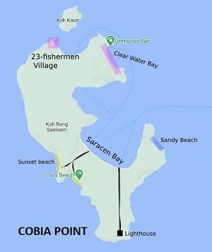 Cobia Point Dive Site Map for Koh Rong Samloem Cambodia Asia
