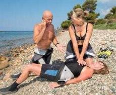 CPR to injured scuba diver.