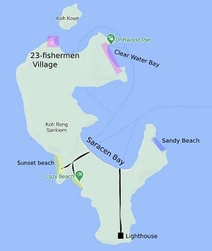 Map of Two Tone Garden Dive Site at Koh Rong Samloem